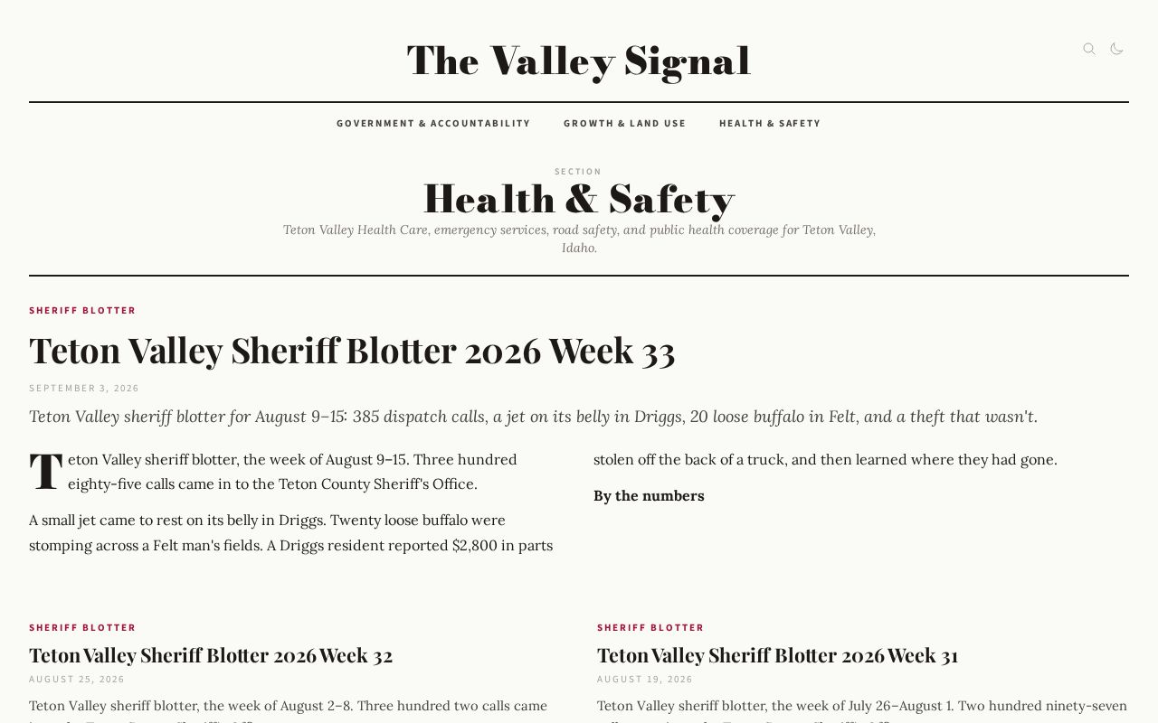 Valley Signal weekly Teton Valley Sheriff Blotter index